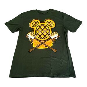 Lost Bros Mickey‎ Mouse Waffle Smores Campfire Shirt Adult L Green Crewneck Tee